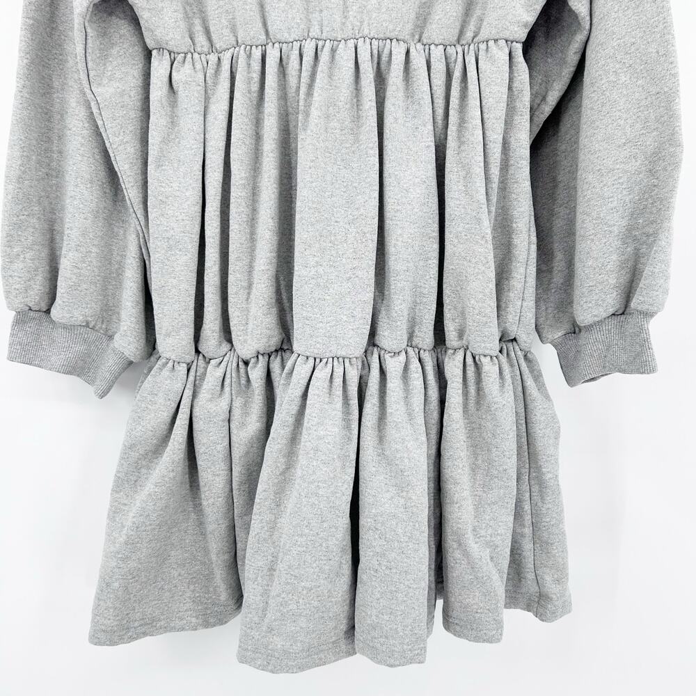 New Boohoo Plus Tiered Dress Grey Long Sleeve Sweatshirt Tiered Skirt Womens 16 - Picture 10 of 11
